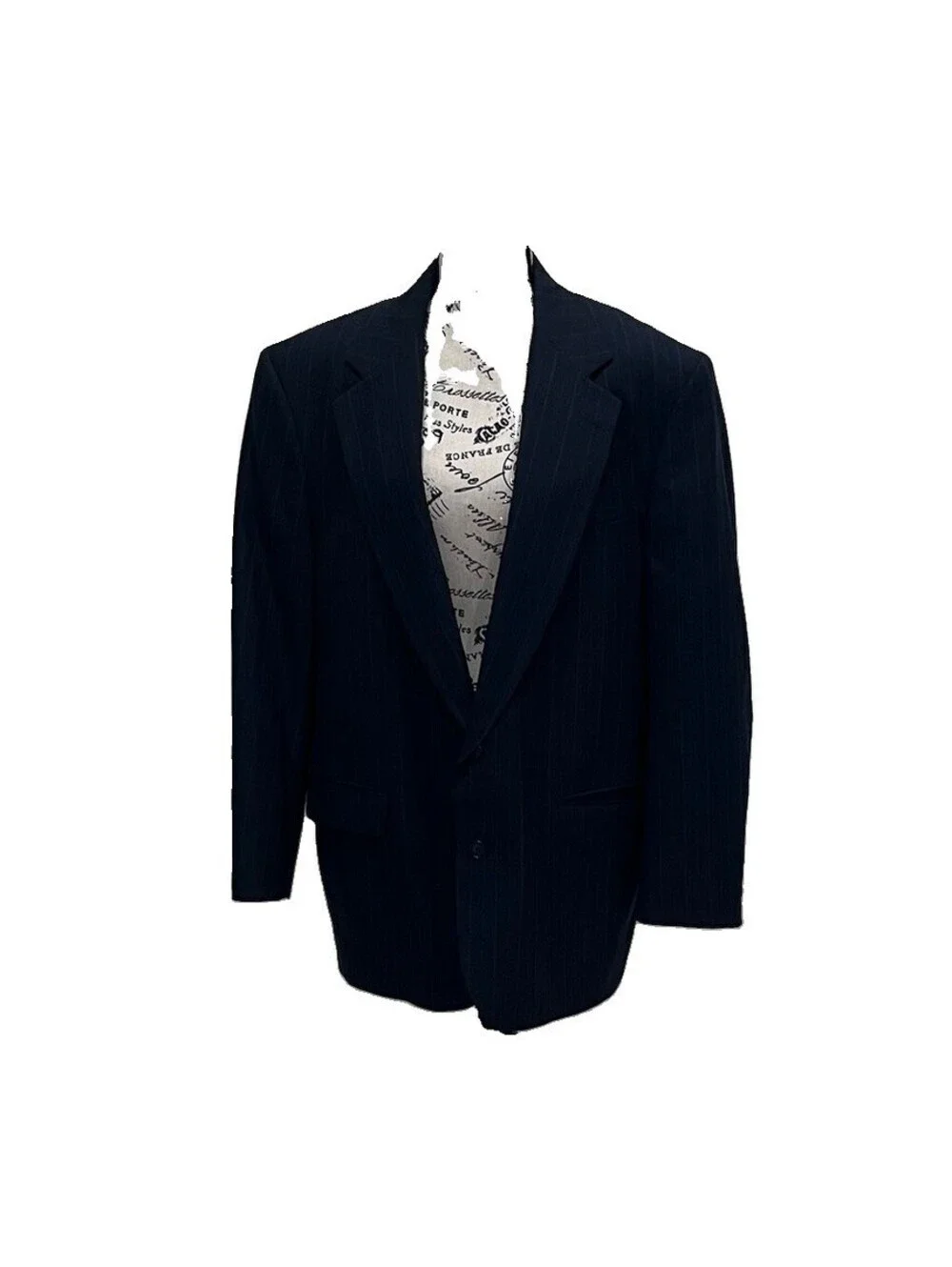 Europa UOMO Navy Blue Pinstripe Wool Blazer Sport Coat Men’s 42S Business Preppy